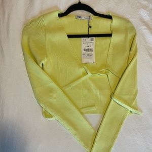 Zara long sleeve tie-front top